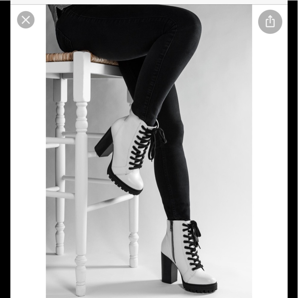 EXPRESS Lace-Up Platform White Boot